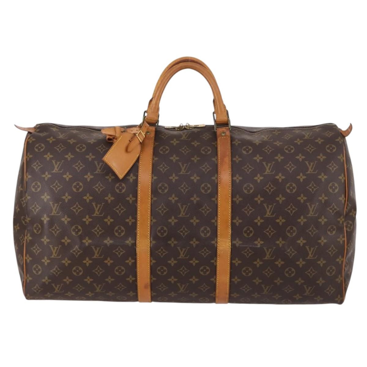 Louis Vuitton Keepall Bag Monogram Canvas, BROWN, CANVAS, Travel bag
