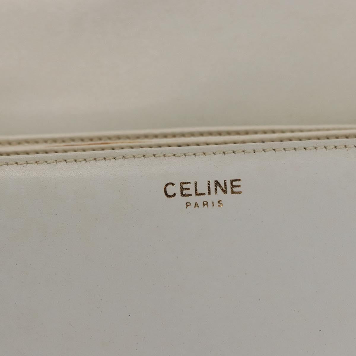 Celine Vintage Shoulder Bag Leather, WHITE, LEATHER, Shoulder bag