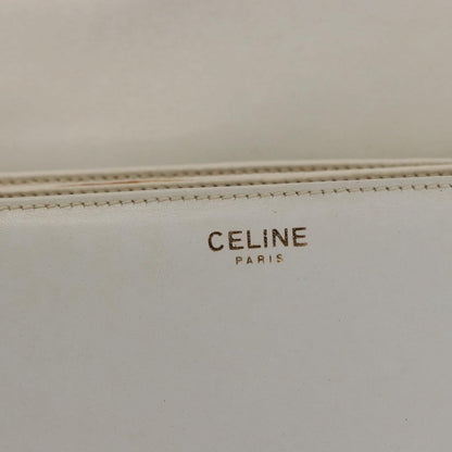 Celine Vintage Shoulder Bag Leather, WHITE, LEATHER, Shoulder bag
