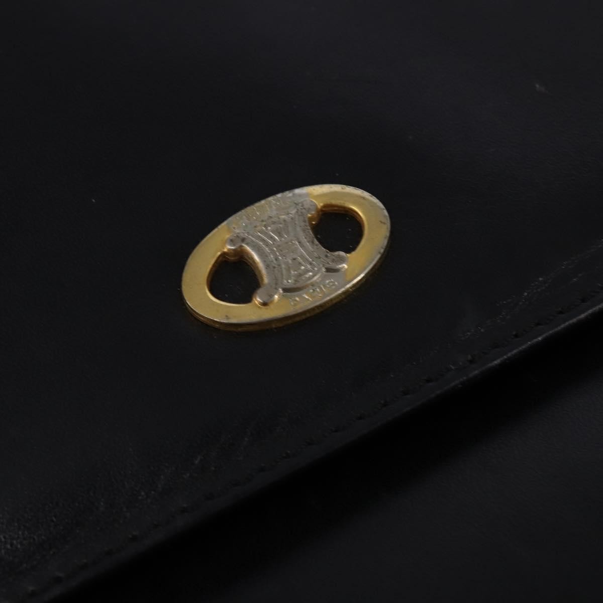 Celine Vintage Triomphe Shoulder Bag Leather, BLACK, LEATHER, Shoulder bag