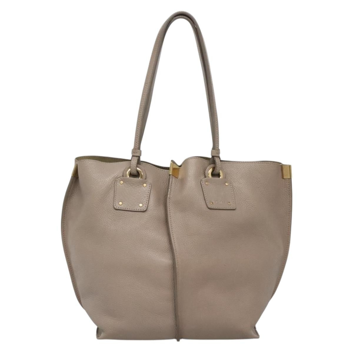 Chloe Vick Tote Leather, BEIGE, LEATHER, Tote bag