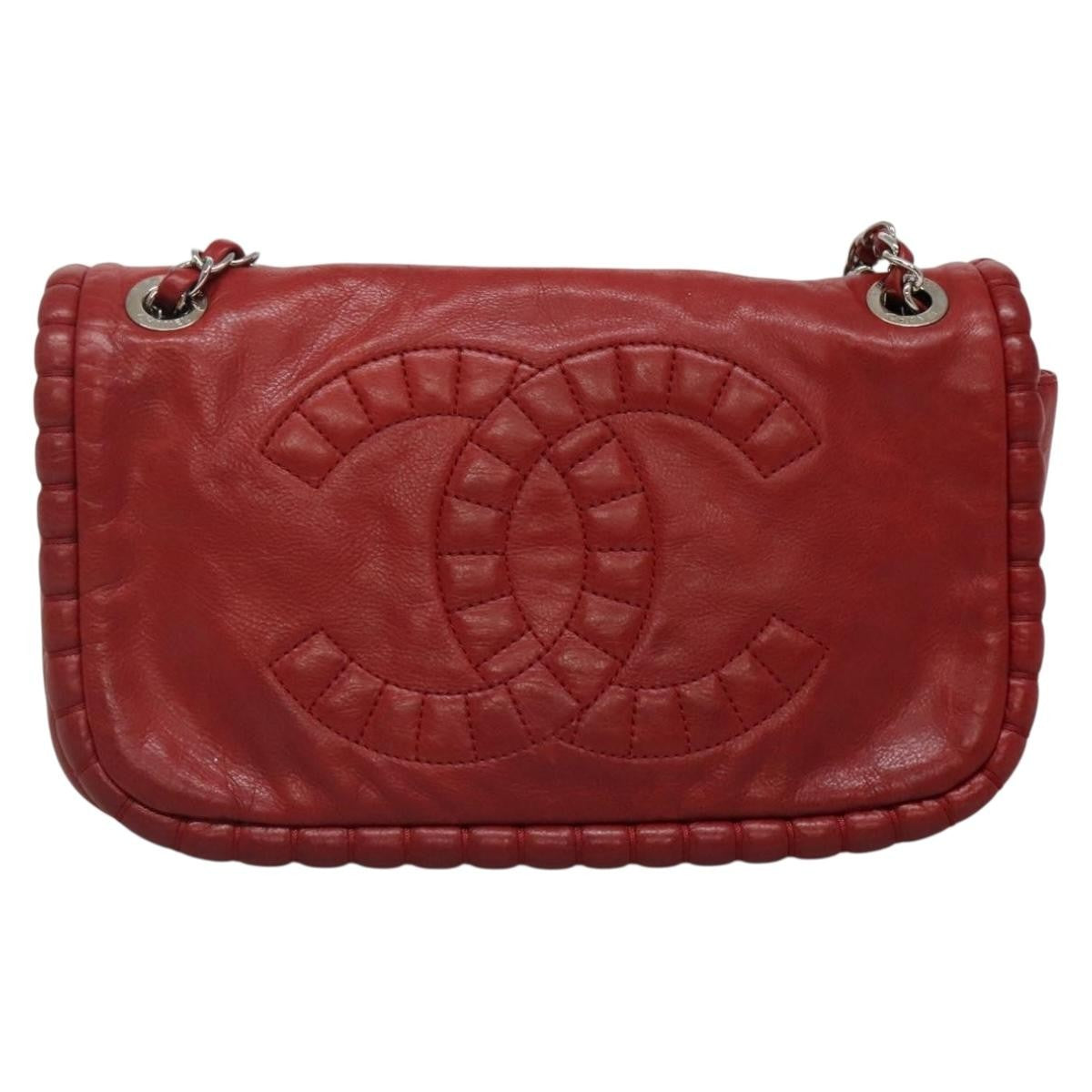 Chanel Timeless CC Flap Bag Leather, RED, LEATHER, Shoulder bag