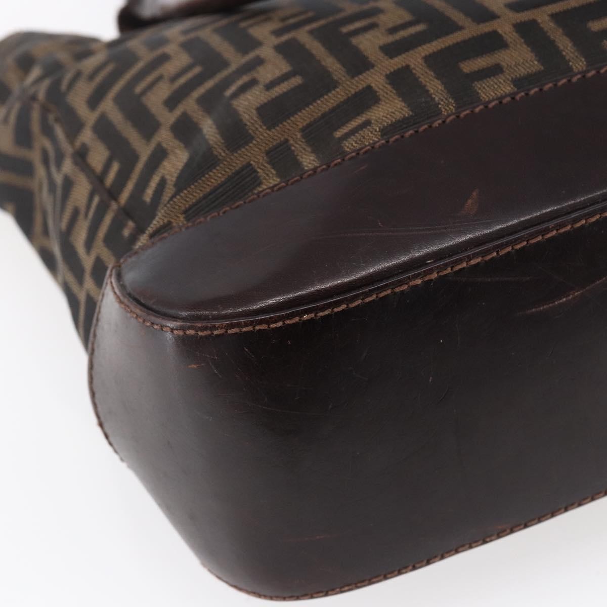 Fendi Vintage Open Tote Zucca Canvas with Leather, BLACK, CANVAS, Tote bag