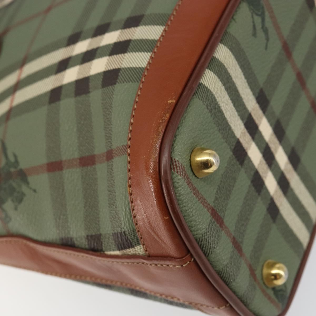 Burberry Nova Handbag Check Pattern, GREEN, PVC, Handbag