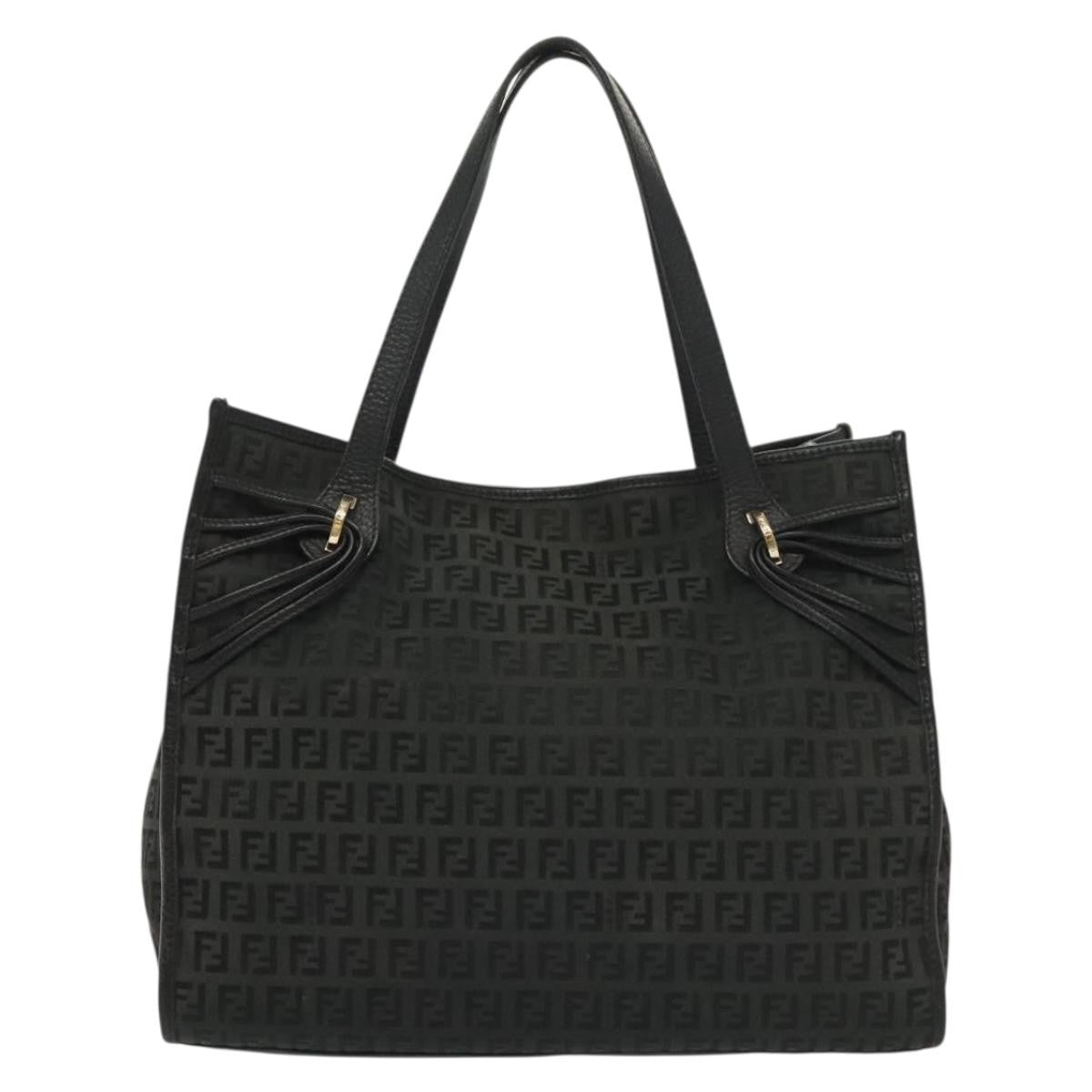 Fendi Vintage Tote Zucchino Canvas, BLACK, CANVAS, Tote bag
