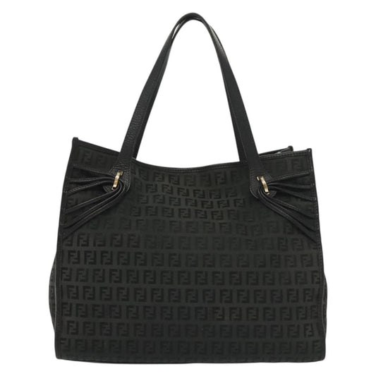 Fendi Vintage Tote Zucchino Canvas, BLACK, CANVAS, Tote bag