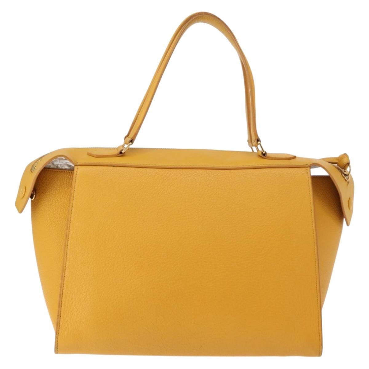 Celine Ring Bag Leather, YELLOW, LEATHER, Tote bag