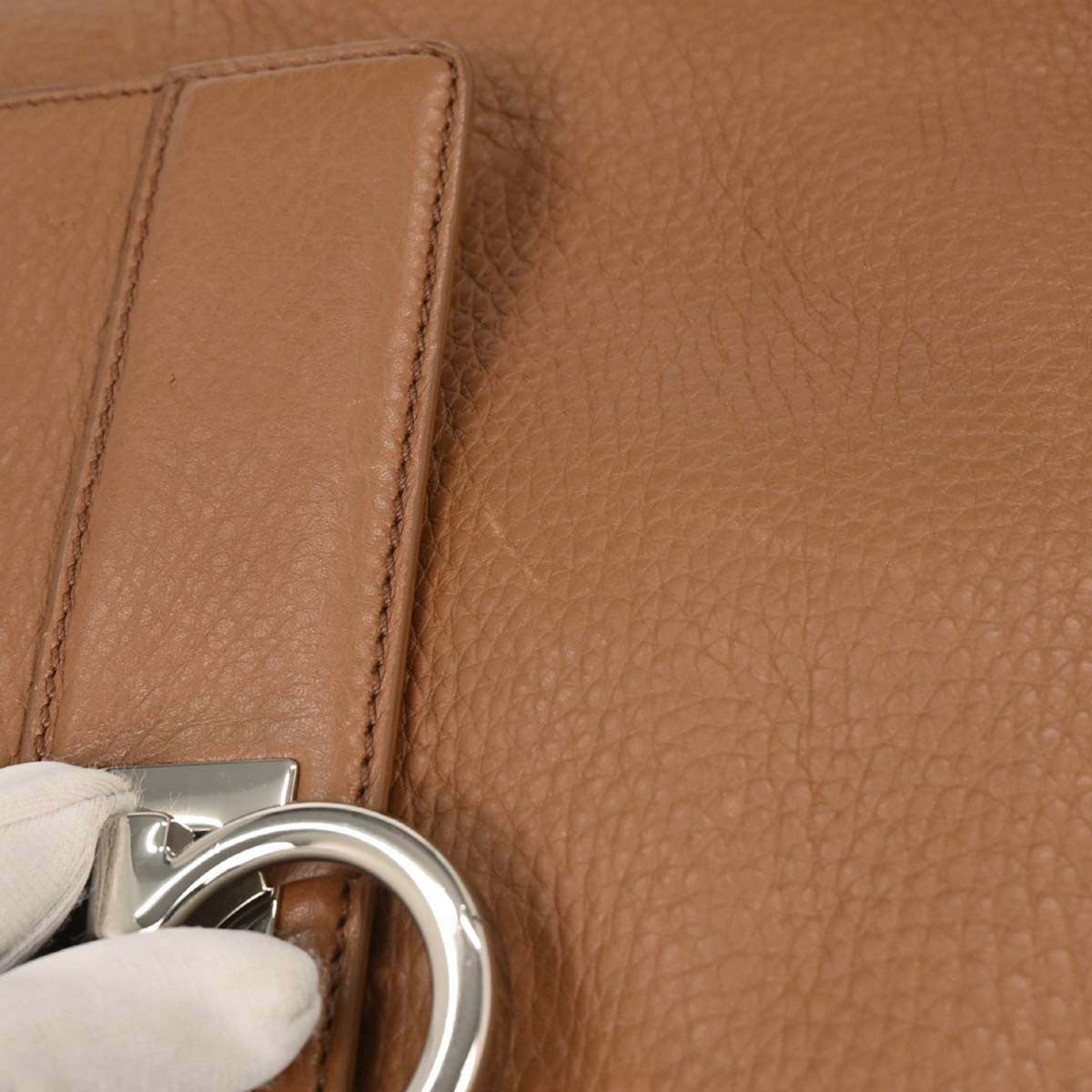 Salvatore Ferragamo Sofia Satchel Leather, BROWN, LEATHER, Handbag