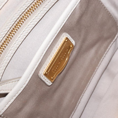 Miu Miu Phenix Convertible Tote Leather, WHITE, LEATHER, Handbag