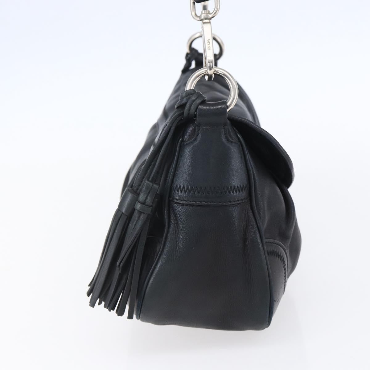 Prada Pushlock Shoulder Bag Leather, BLACK, LEATHER, Shoulder bag