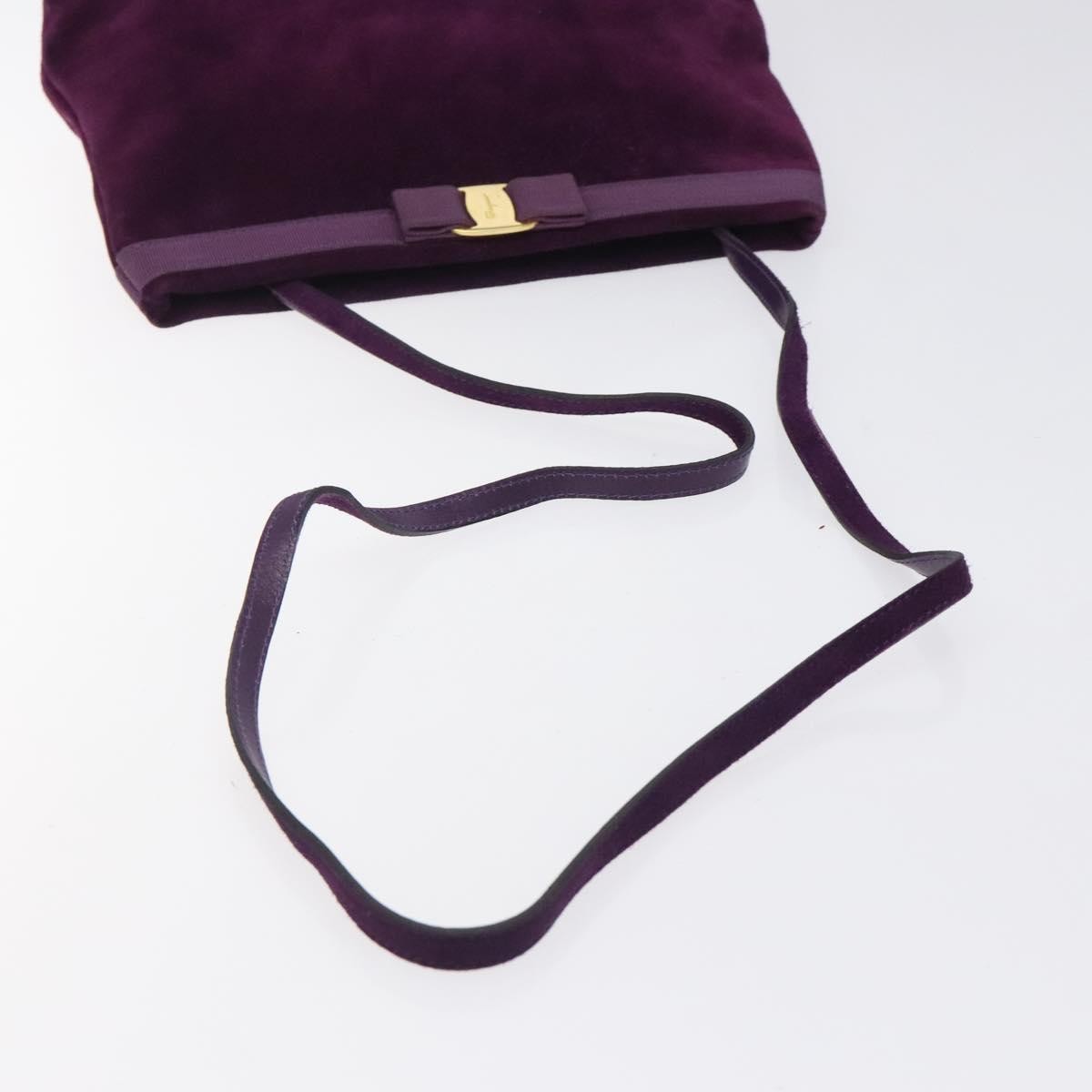 Salvatore Ferragamo Vala Shoulder Bag Suede, PURPLE, SUEDE, Shoulder bag