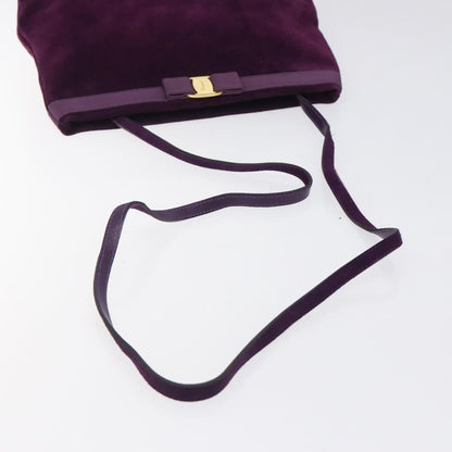 Salvatore Ferragamo Vala Shoulder Bag Suede, PURPLE, SUEDE, Shoulder bag