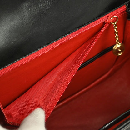 Gucci Vintage Convertible Bamboo Top Handle Bag Leather, BLACK, LEATHER, Handbag