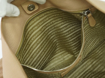 Prada Shopping Tote Vitello Daino, BEIGE, LEATHER, Tote bag