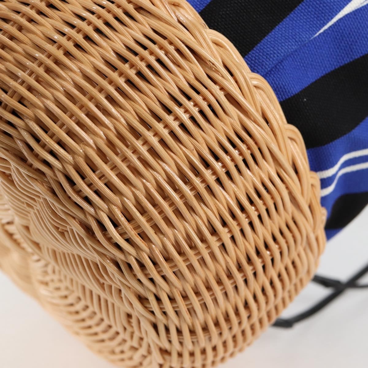 Prada Drawstring Bucket Bag Canvas and Wicker, BLUE, CANVAS, Handbag