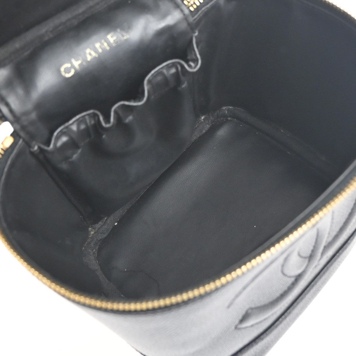 Chanel Vintage Timeless Cosmetic Case Caviar, Black, Leather, Handbag