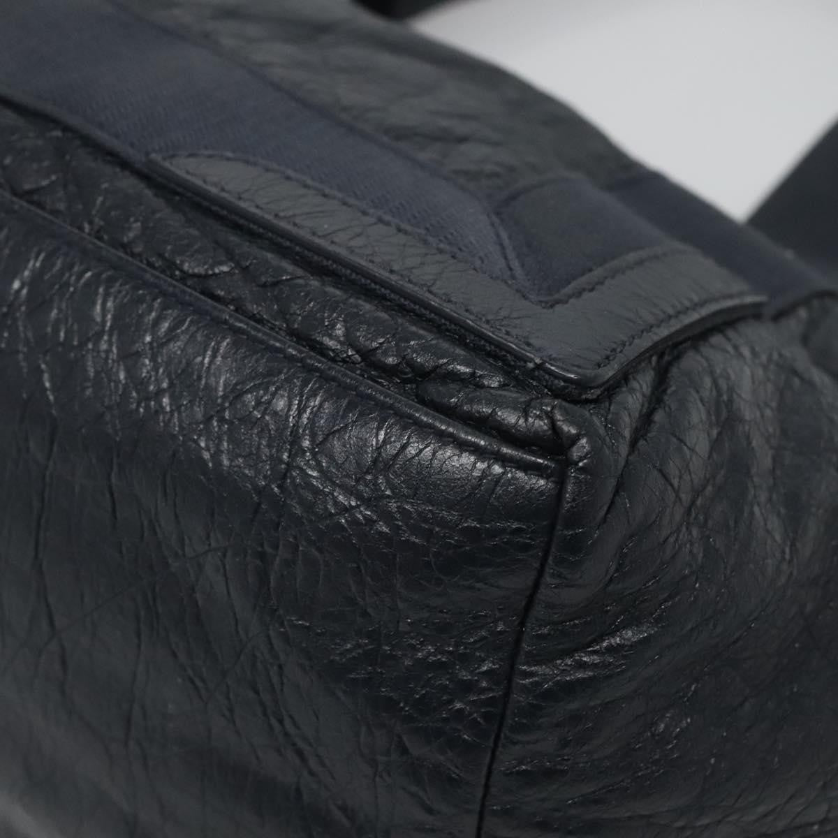 Balenciaga Navy Cabas Leather, BLACK, LEATHER, Tote bag