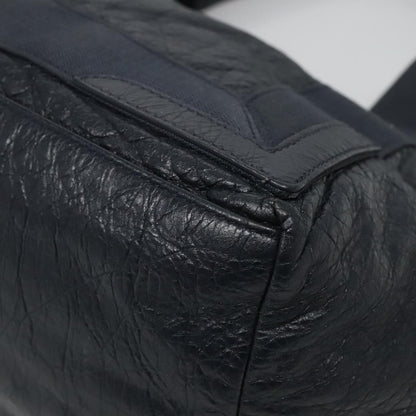 Balenciaga Navy Cabas Leather, BLACK, LEATHER, Tote bag
