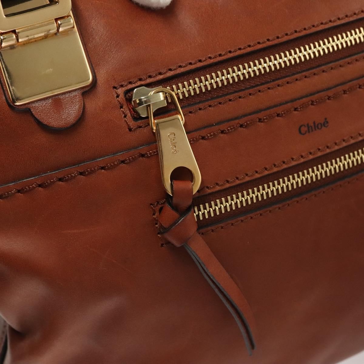 Chloe Angie Tote Leather, BROWN, LEATHER, Tote bag