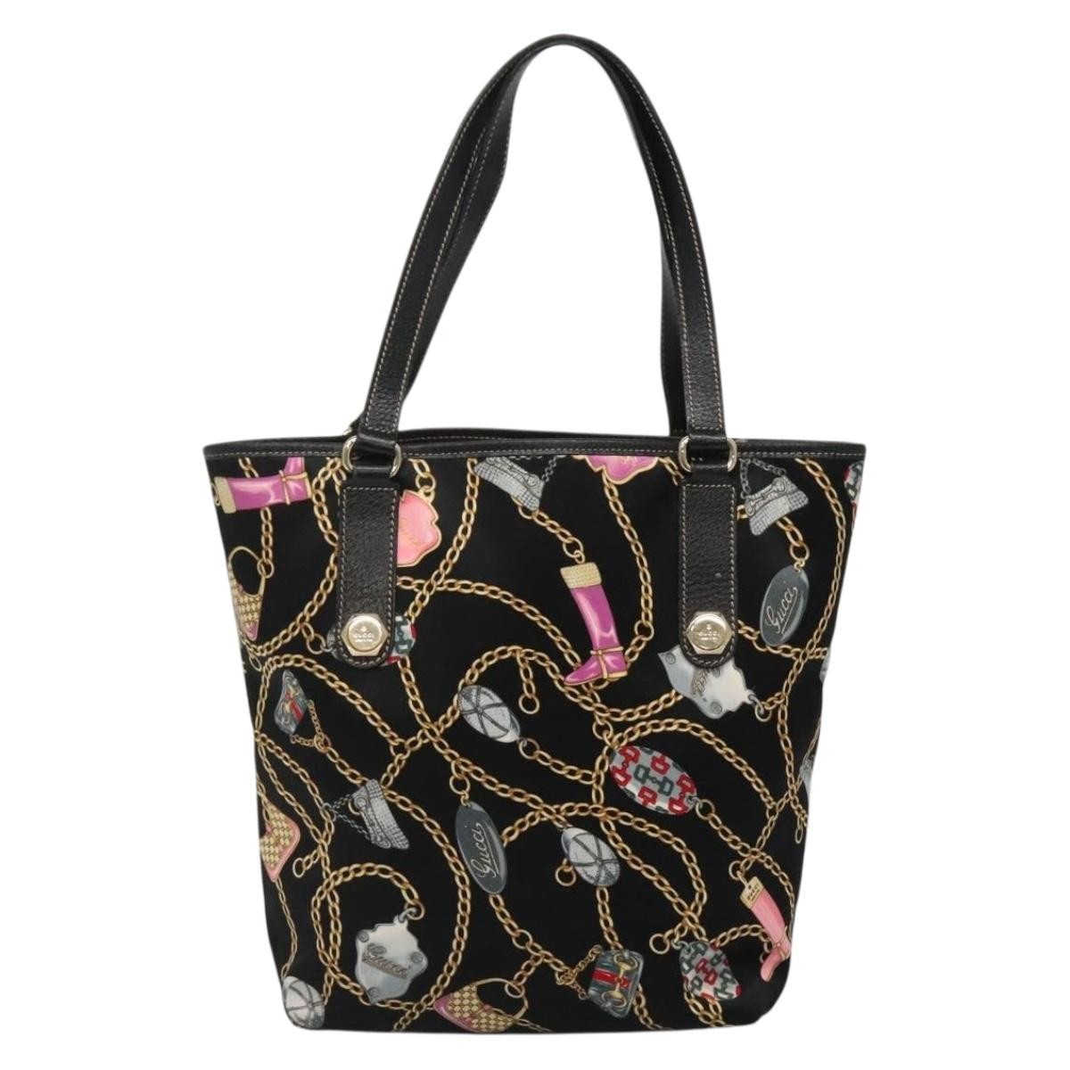 Gucci Charmy Tote Satin, BLACK, SATIN, Tote bag