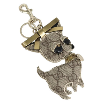 Gucci Dog Keychain GG Coated Canvas, BEIGE, CANVAS, Charms and Keychains