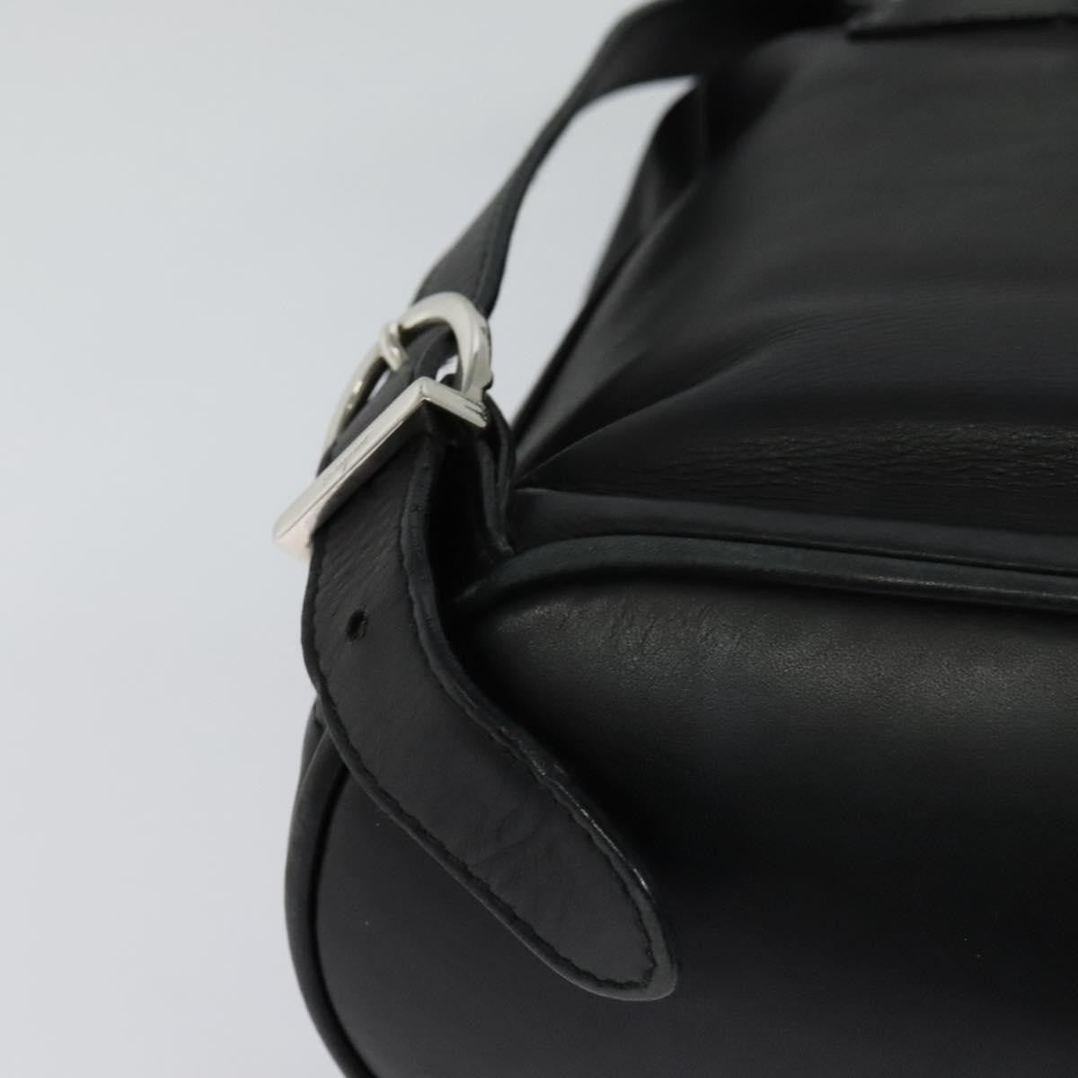 Salvatore Ferragamo Gancini Flap Drawstring Backpack Leather, BLACK, LEATHER, Backpack