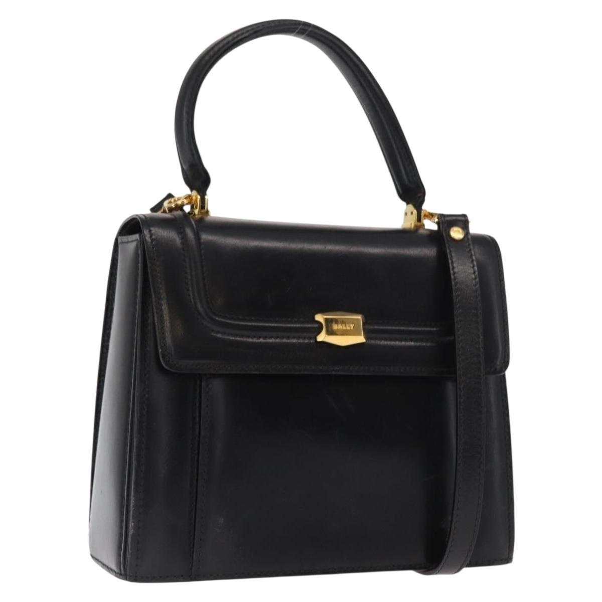 Bally Vintage Handbag Leather, BLACK, LEATHER, Handbag
