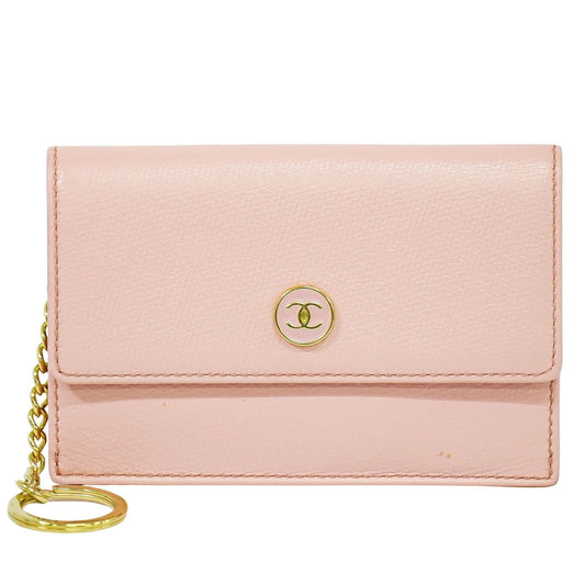 Chanel Coco bouton wallet Leather, PINK, LEATHER, Wallets