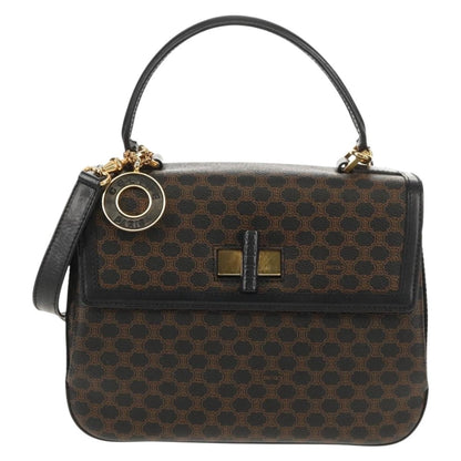 Celine Vintage Convertible Top Handle Bag Macadam Coated Canvas, BROWN, PVC, Handbag