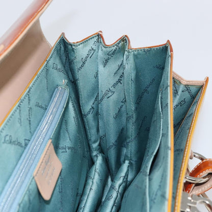 Salvatore Ferragamo Gancini handbag Patent leather, BROWN, PATENT_LEATHER, Handbag