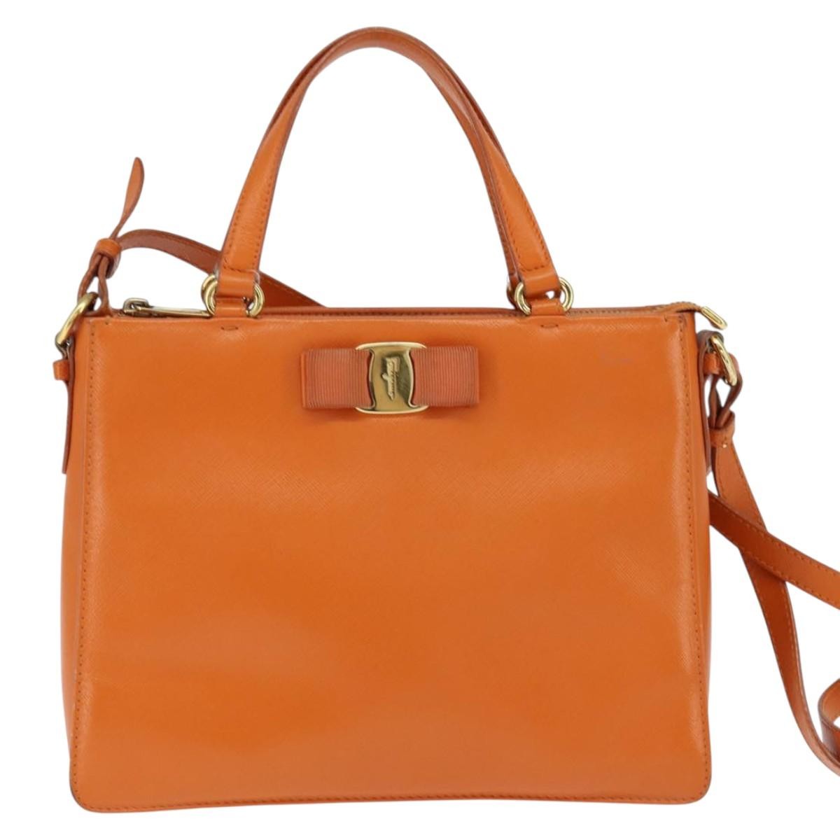 Salvatore Ferragamo Vala tote Leather, ORANGE, LEATHER, Tote bag