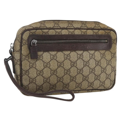 Gucci Wristlet Clutch GG Coated Canvas, BEIGE, CANVAS, Clutche & pouche