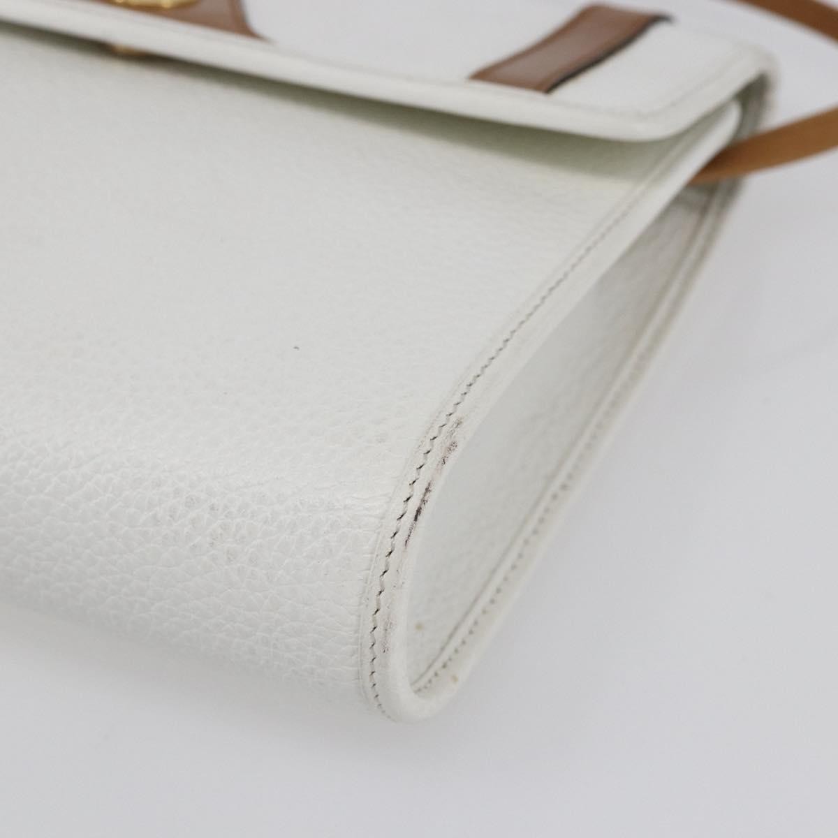 Christian Dior Vintage CD Logo Shoulder Bag Leather, WHITE, LEATHER, Shoulder bag