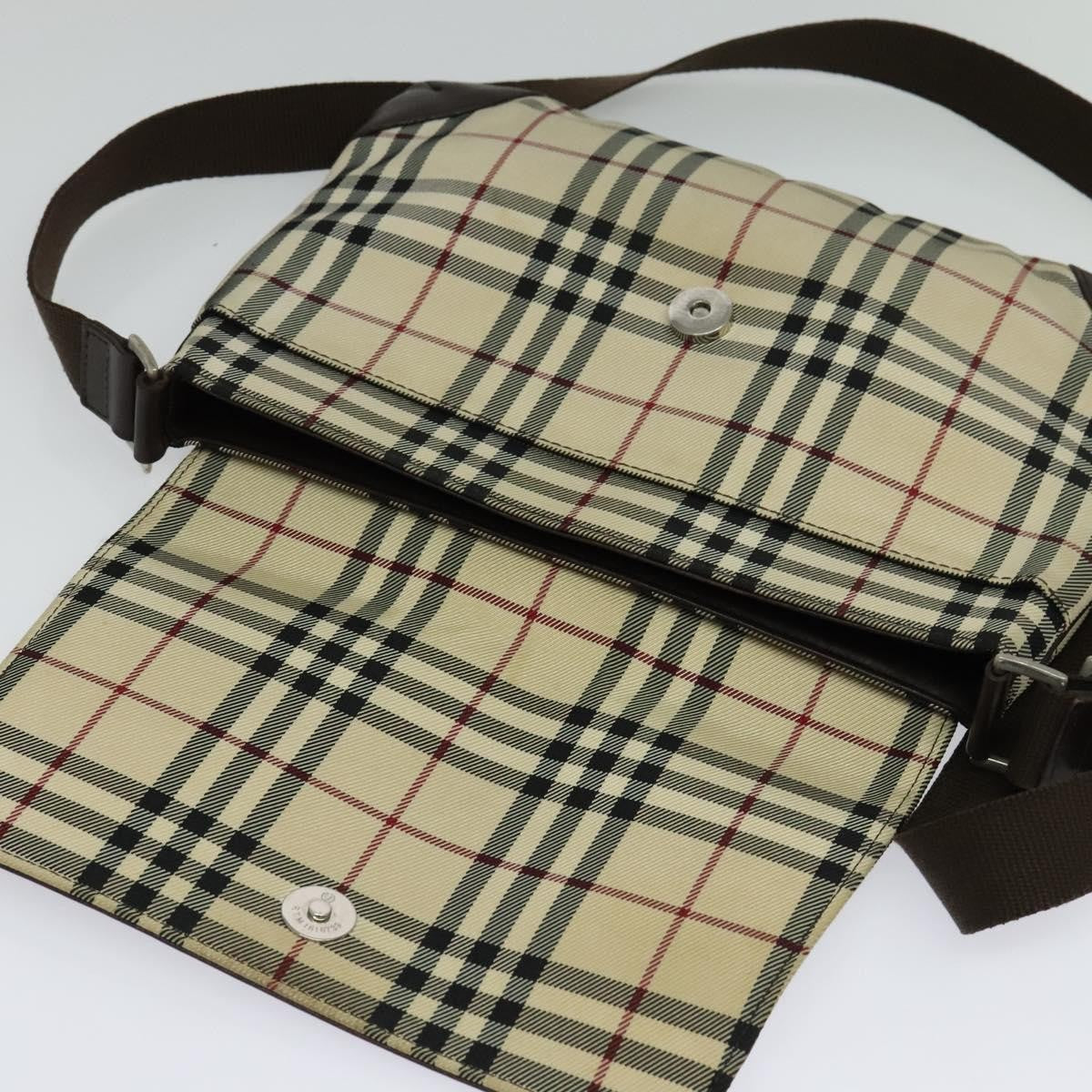 Burberry Vintage Flap Crossbody Bag Haymarket Canvas, Beige, Nylon, Shoulder Bag