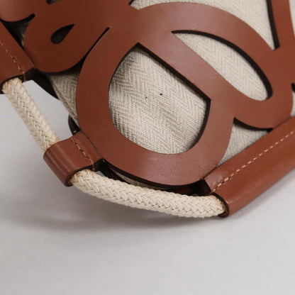Loewe Anagram Drawstring Bucket Crossbody Bag Leather with Canvas, BEIGE, LEATHER, Crossbody bag