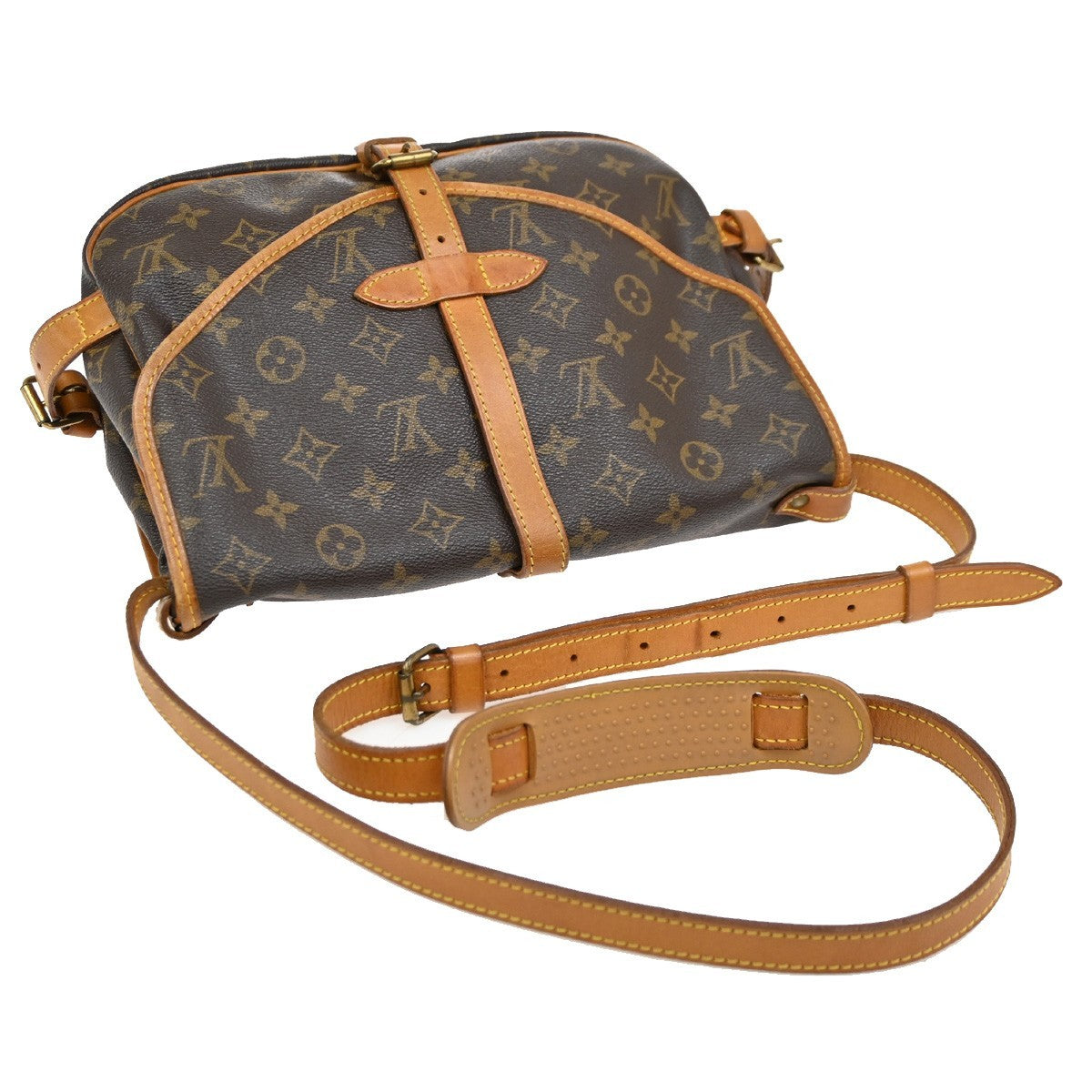 Louis Vuitton Saumur Handbag Monogram Canvas, BROWN, CANVAS, Shoulder bag
