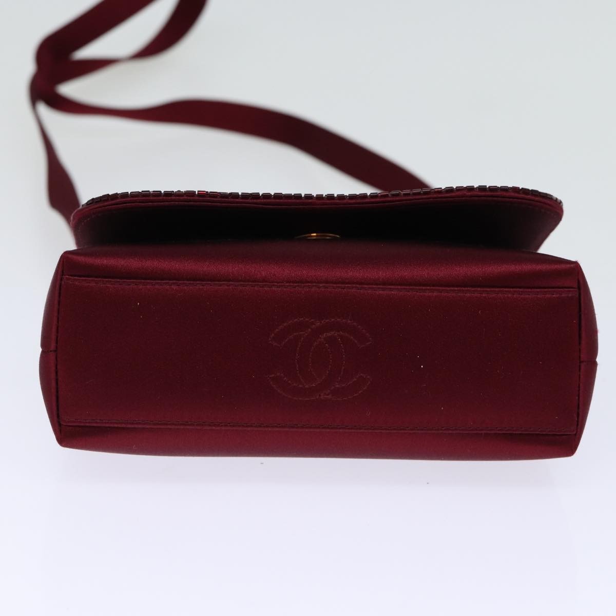 Chanel Flap shoulder Bag Satin, RED, SATIN, Shoulder bag