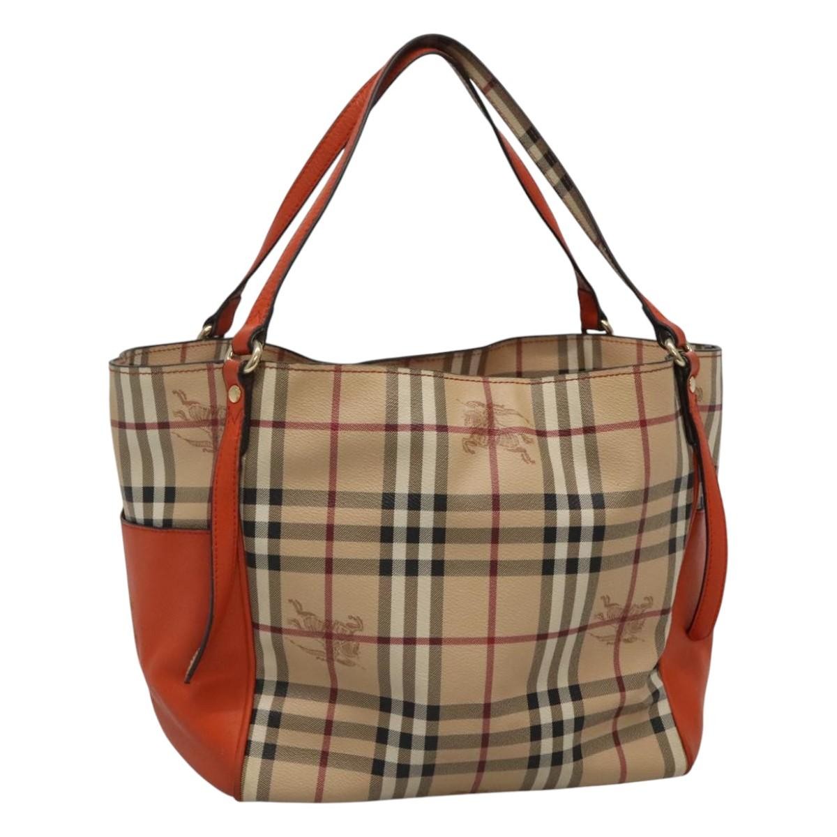 Burberry Canterbury Panels Tote Haymarket Coated Canvas and Leather, BEIGE, CANVAS, Tote bag