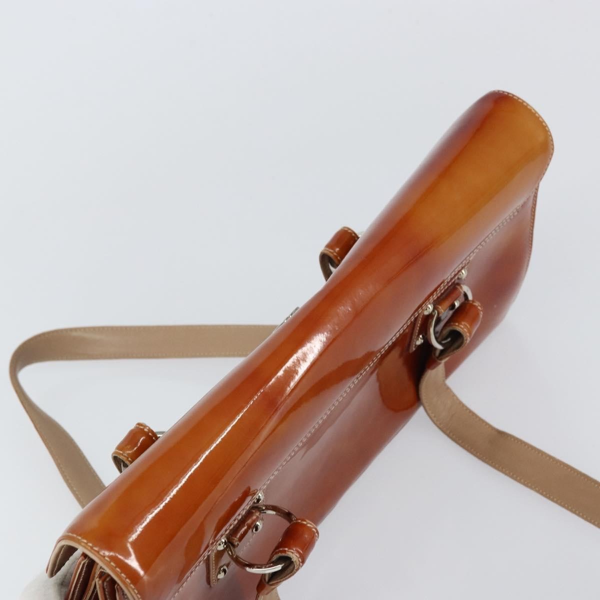 Salvatore Ferragamo Gancini handbag Patent leather, BROWN, PATENT_LEATHER, Handbag