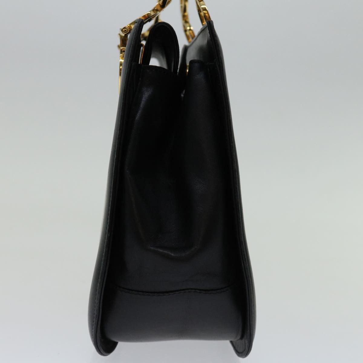 Salvatore Ferragamo Gancini handbag Leather, BLACK, LEATHER, Handbag