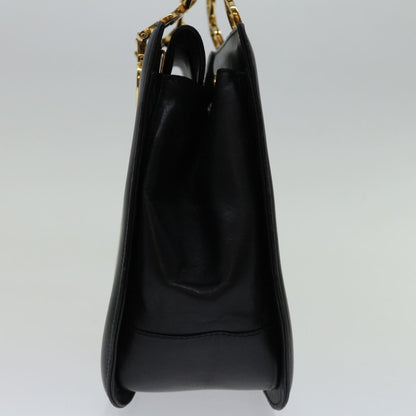Salvatore Ferragamo Gancini handbag Leather, BLACK, LEATHER, Handbag