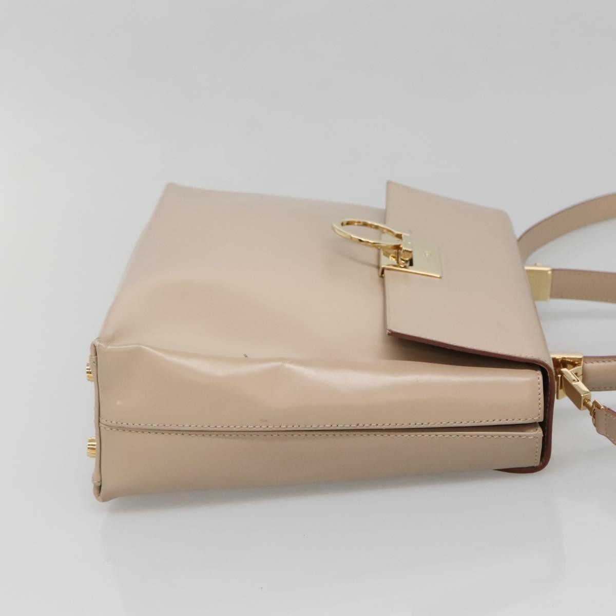 Salvatore Ferragamo Gancini Convertible Top Handle Bag Leather, BEIGE, LEATHER, Handbag