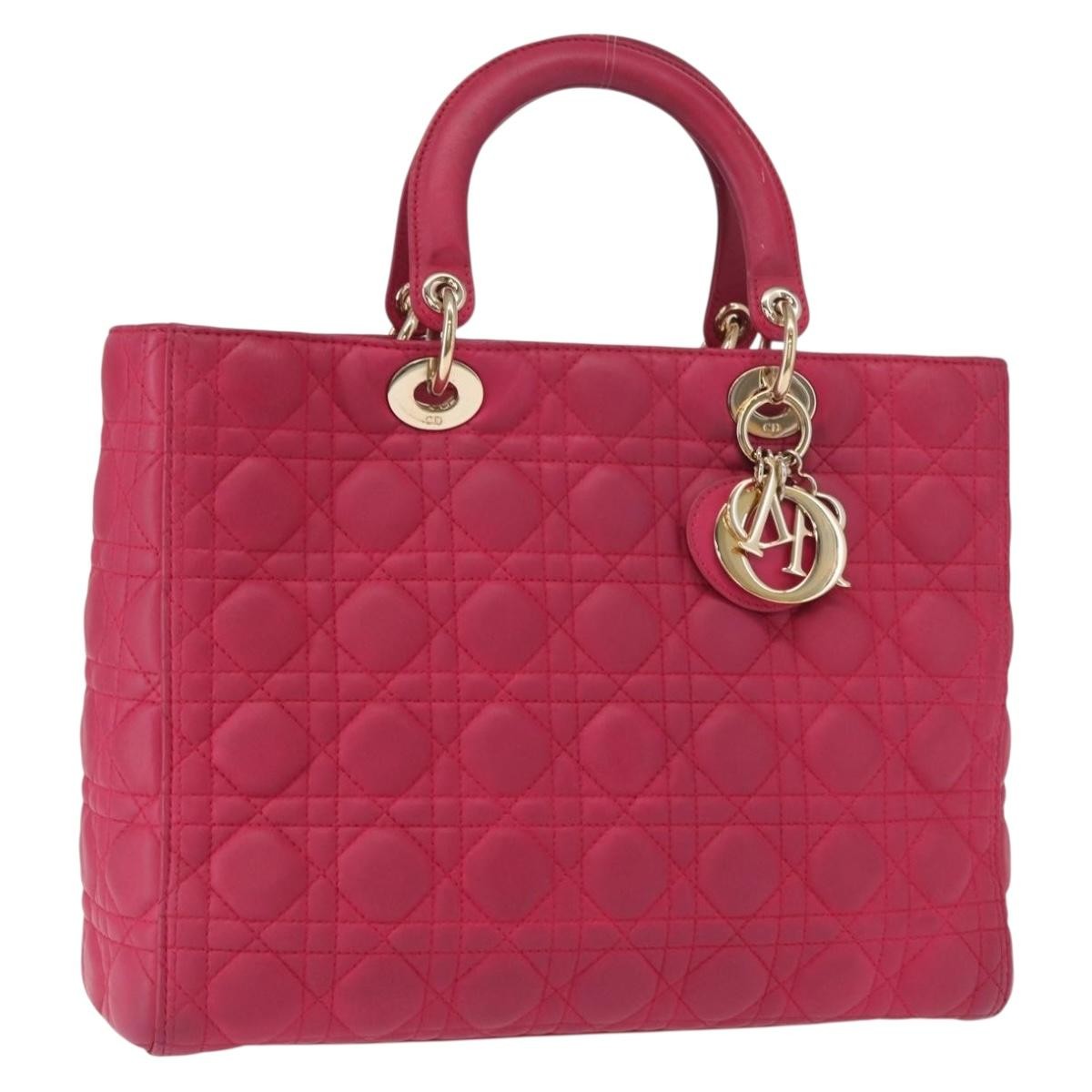 Christian Dior Lady Dior Bag Cannage Quilt Lambskin, PINK, LEATHER, Handbag