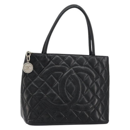 Chanel Medallion Tote Quilted Caviar, BLACK, LEATHER, Tote bag