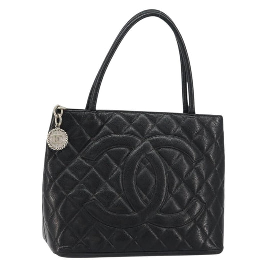 Chanel Medallion Tote Quilted Caviar, BLACK, LEATHER, Tote bag