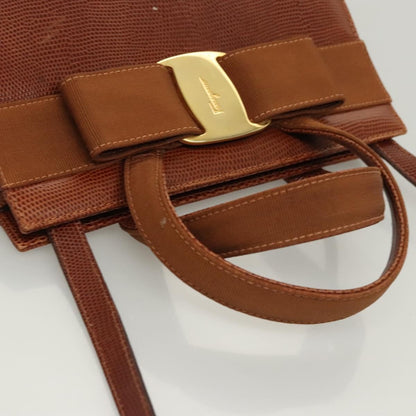 Salvatore Ferragamo Convertible Vara Bow Tote Leather, BROWN, LEATHER, Handbag