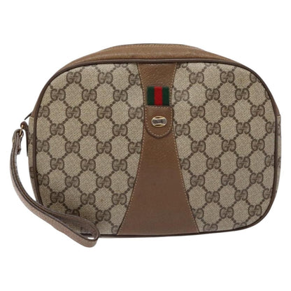 Gucci Sherry line pouch Canvas, BEIGE, PVC, Clutche & pouche