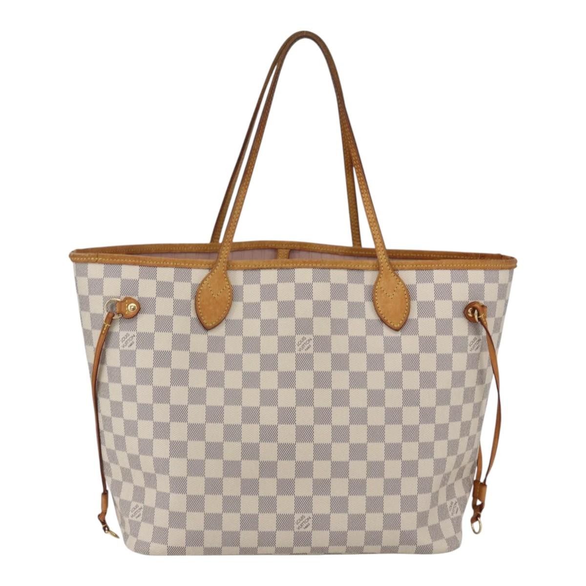 Louis Vuitton Neverfull Tote Damier azur, WHITE, CANVAS, Tote bag