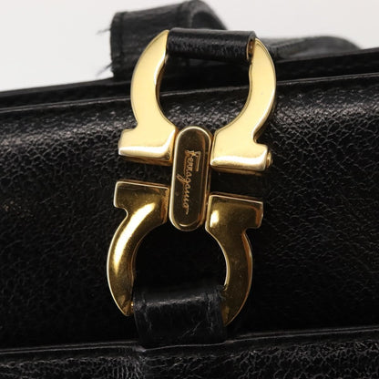 Salvatore Ferragamo Gancini Tote Leather, BLACK, LEATHER, Tote bag