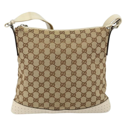 Gucci Zip Messenger GG Canvas with Perforated Leather, BEIGE, CANVAS, Shoulder bag